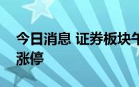 今日消息 证券板块午后再度异动，国元证券涨停