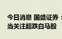 今日消息 国盛证券：市场风格或将改变，适当关注超跌白马股