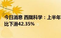 今日消息 西陇科学：上半年归母净利润约7594.63万元，同比下滑42.35%