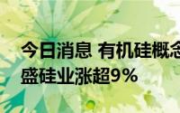 今日消息 有机硅概念板块午后异动拉升，合盛硅业涨超9%