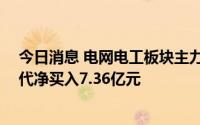 今日消息 电网电工板块主力资金净流入超30亿元，宁德时代净买入7.36亿元