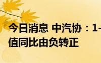 今日消息 中汽协：1-7月汽车制造业工业增加值同比由负转正