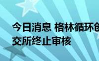 今日消息 格林循环创业板IPO上市申请获深交所终止审核