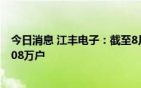 今日消息 江丰电子：截至8月10日，公司合并股东户数是3.08万户