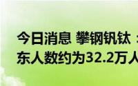 今日消息 攀钢钒钛：截至8月10日，公司股东人数约为32.2万人