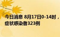 今日消息 8月17日0-14时，西藏新增本土确诊病例8例、无症状感染者323例