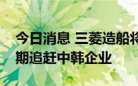 今日消息 三菱造船将对外提供船型设计，以期追赶中韩企业