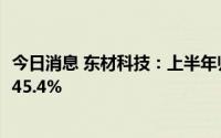 今日消息 东材科技：上半年归母净利润2.62亿元，同比上涨45.4%