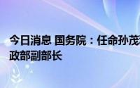 今日消息 国务院：任命孙茂利为公安部副部长，王东伟为财政部副部长