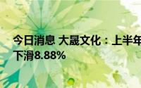 今日消息 大晟文化：上半年归母净利润727.75万元，同比下滑8.88%