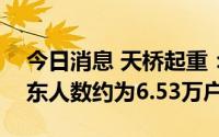 今日消息 天桥起重：截至8月10日，公司股东人数约为6.53万户