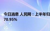 今日消息 人民网：上半年归母净利润1.09亿元，同比增长570.95%