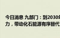 今日消息 九部门：到2030年大幅提升能源技术自主创新能力，带动化石能源有序替代