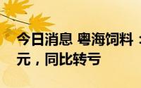 今日消息 粤海饲料：上半年亏损5288.39万元，同比转亏