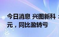 今日消息 兴图新科：上半年净亏1910.87万元，同比盈转亏