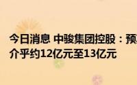 今日消息 中骏集团控股：预期上半年母公司拥有人应占溢利介乎约12亿元至13亿元