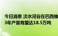 今日消息 淡水河谷在巴西维加矿区扩产可持续砂产品，2023年产量有望达18.5万吨