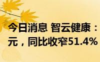 今日消息 智云健康：上半年期内亏损12.35亿元，同比收窄51.4%