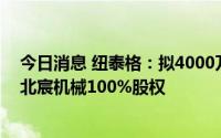 今日消息 纽泰格：拟4000万元收购汽车减震零部件企业常北宸机械100%股权