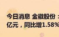 今日消息 金徽股份：上半年归母净利润2.41亿元，同比增1.58%