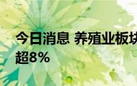 今日消息 养殖业板块持续走强，温氏股份涨超8%