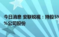 今日消息 安联锐视：持股5%以上股东广东风投拟减持不超2%公司股份