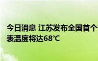 今日消息 江苏发布全国首个省级路面高温预报，部分路段地表温度将达68℃