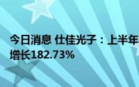 今日消息 仕佳光子：上半年归母净利润3289.15万元，同比增长182.73%