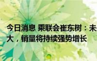 今日消息 乘联会崔东树：未来几个月新能源车受锂价制约不大，销量将持续强势增长