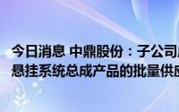 今日消息 中鼎股份：子公司成为欧洲某知名汽车制造商空气悬挂系统总成产品的批量供应商