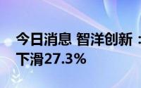 今日消息 智洋创新：上半年归母净利润同比下滑27.3%