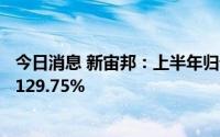 今日消息 新宙邦：上半年归母净利润10.04亿元，同比上涨129.75%