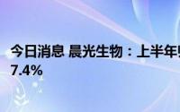 今日消息 晨光生物：上半年归母净利润2.4亿元，同比增长27.4%