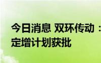 今日消息 双环传动：发行不超1.17亿股新股定增计划获批