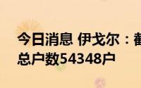 今日消息 伊戈尔：截至8月19日，公司股东总户数54348户