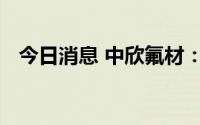 今日消息 中欣氟材：目前拥有长兴萤石矿