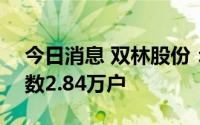 今日消息 双林股份：截至8月19日，股东户数2.84万户