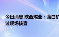 今日消息 陕西煤业：蒲白矿业120万吨/年产能核定顺利通过现场核查