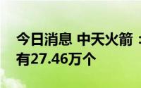 今日消息 中天火箭：发行可转债中签号码共有27.46万个