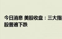 今日消息 美股收盘：三大指数低开低走集体收跌，大型科技股普遍下跌