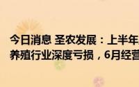 今日消息 圣农发展：上半年盈转亏至9879.55万元，一季度养殖行业深度亏损，6月经营业绩盈利