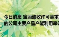 今日消息 宝丽迪收许可类重组问询函：要求公司补充说明标的公司主要产品产能利用率偏低的原因、合理性