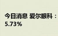 今日消息 爱尔眼科：上半年净利润同比增长15.73%