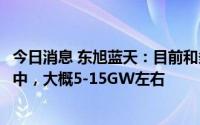 今日消息 东旭蓝天：目前和多个组件项目在与地方政府洽谈中，大概5-15GW左右