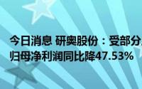 今日消息 研奥股份：受部分原材料价格上涨等影响，上半年归母净利润同比降47.53%