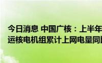 今日消息 中国广核：上半年归母净利润59.04亿元，管理在运核电机组累计上网电量同比下降2.51%