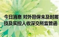 今日消息 对外担保未及时履行审议程序和信披义务，合纵科技及实控人收深交所监管函