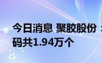 今日消息 聚胶股份：创业板IPO网上中签号码共1.94万个