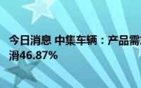 今日消息 中集车辆：产品需求下滑，上半年归母净利润比下滑46.87%