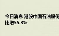 今日消息 港股中国石油股份涨超2%，上半年归母净利润同比增55.3%